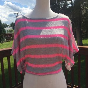 Lightweight Knit Pink and Gray Crop Top, Medium